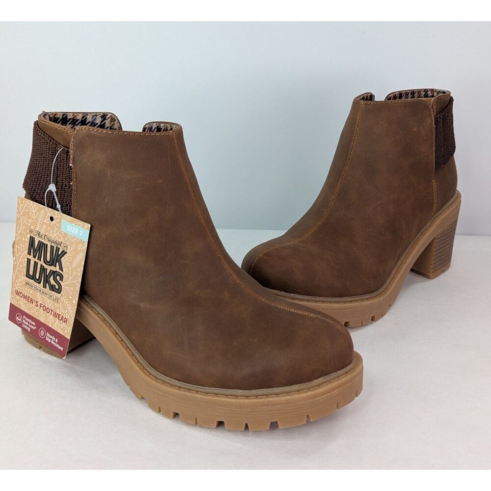 MUK LUKS Lucy Lula Ankle Boots Boho Brown Vegan | 250983